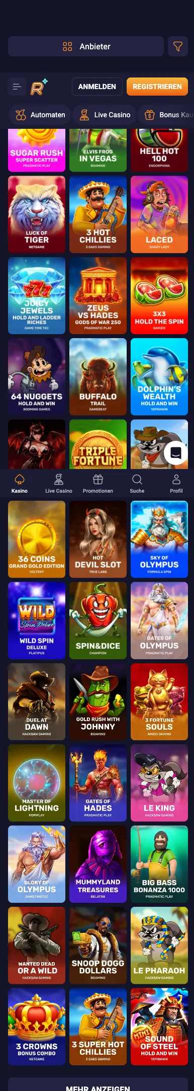 Mobile Erfahrung im Browser – RetroBet